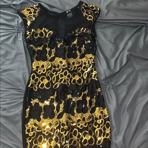 Black and gold dress